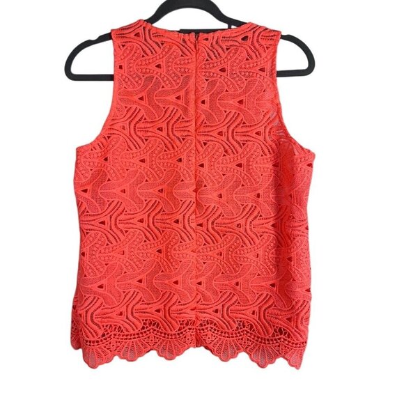 Gianni Bini Top S Orange Floral Lace Neon Coquette Feminine Coastal Preppy 80s - Picture 7 of 10